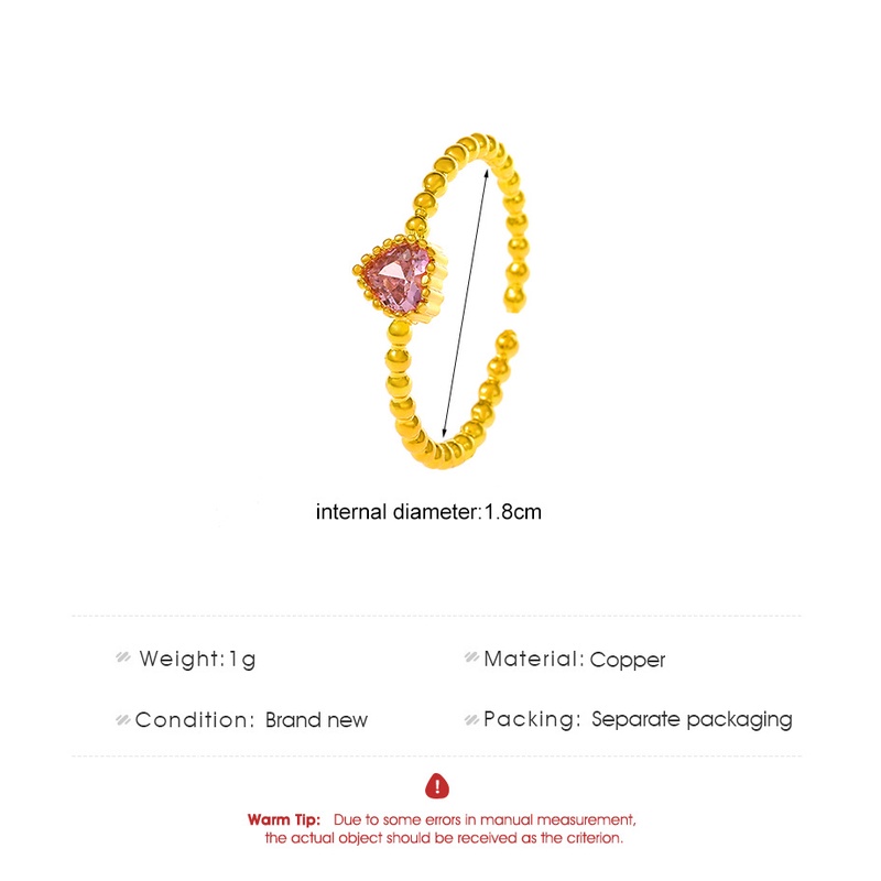 Nhẫn Hở Mạ Vàng Đính Đá zircon Hình Trái Tim Nhiều Màu Thời Trang Hàn Quốc Có Thể Điều Chỉnh