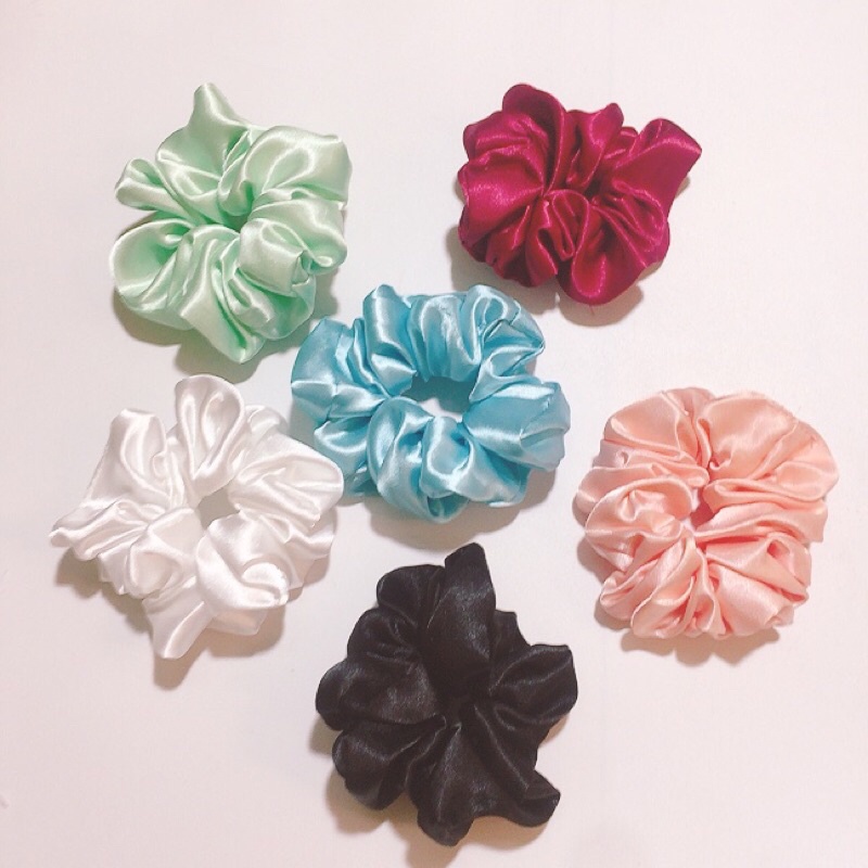 Scrunchies dây cột tóc vải chất phi lụa to siêu nhún