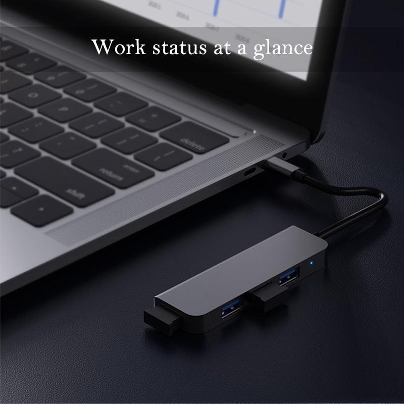 Bộ Chia Cổng USB Type C 4 Trong 1 Với Đầu Đọc Type-C Cho Macbook Pro Air 13 inch M2 M1 Pro 15 16