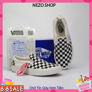 🔥giày sneaker thể thao🔥 van caro trắng đen slipion full box - NEZO SHOP