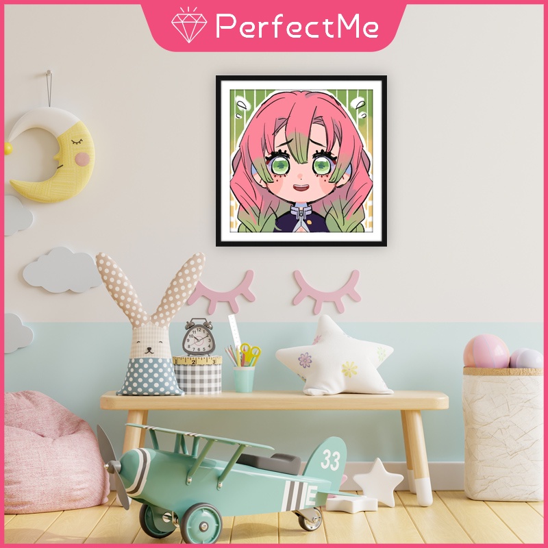 Bộ Tranh Đính Đá 5D Họa Tiết Hoạt Hình Demon Slayer Độc Đáo DIY 30x30cm