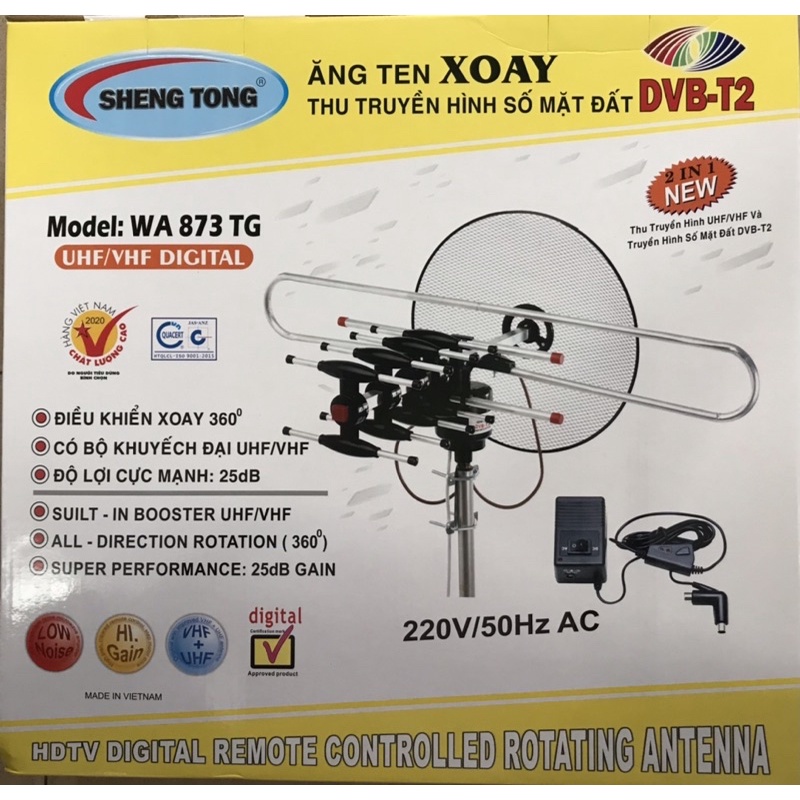 ăng tên xoay thu truyền hình số mặt đất dvb-t2 model wa 873 tg