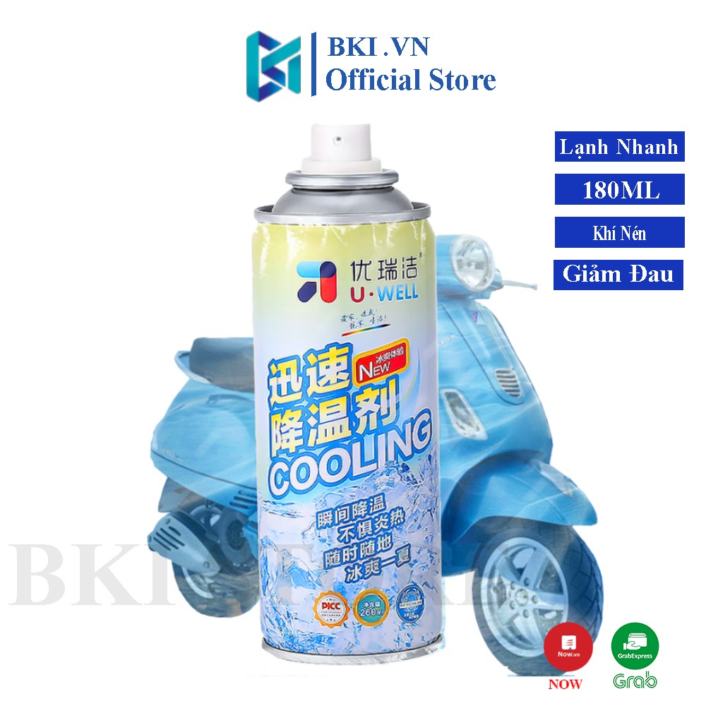 Bình Xịt Lạnh Tức Thời UWELL Thể Nén Khí Siêu Thơm, Xịt Lạnh Giảm Đau 260ml Cooling Hạ Nhiệt Nhanh