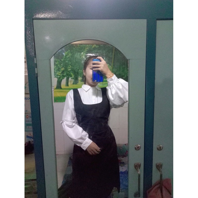 Sét váy yếm kèm áo sơ mi tiểu thư siêu xinh ( ảnh thật) | BigBuy360 - bigbuy360.vn