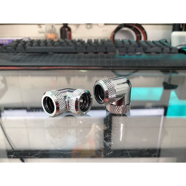 Fit 90 độ ống cứng 14mm trong tản nhiệt nước máy tính Custom