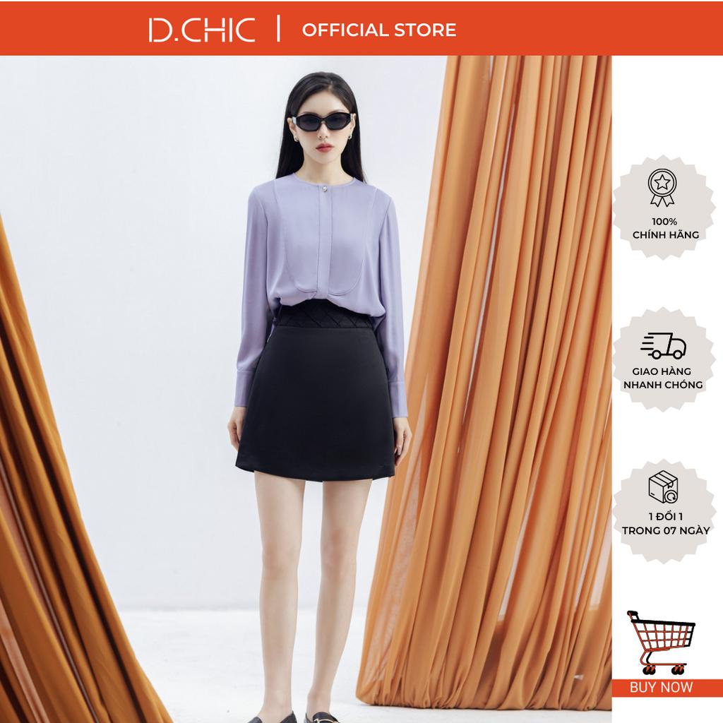 Áo sơ mi lụa cổ tròn dài tay D.CHIC MS: 1812054