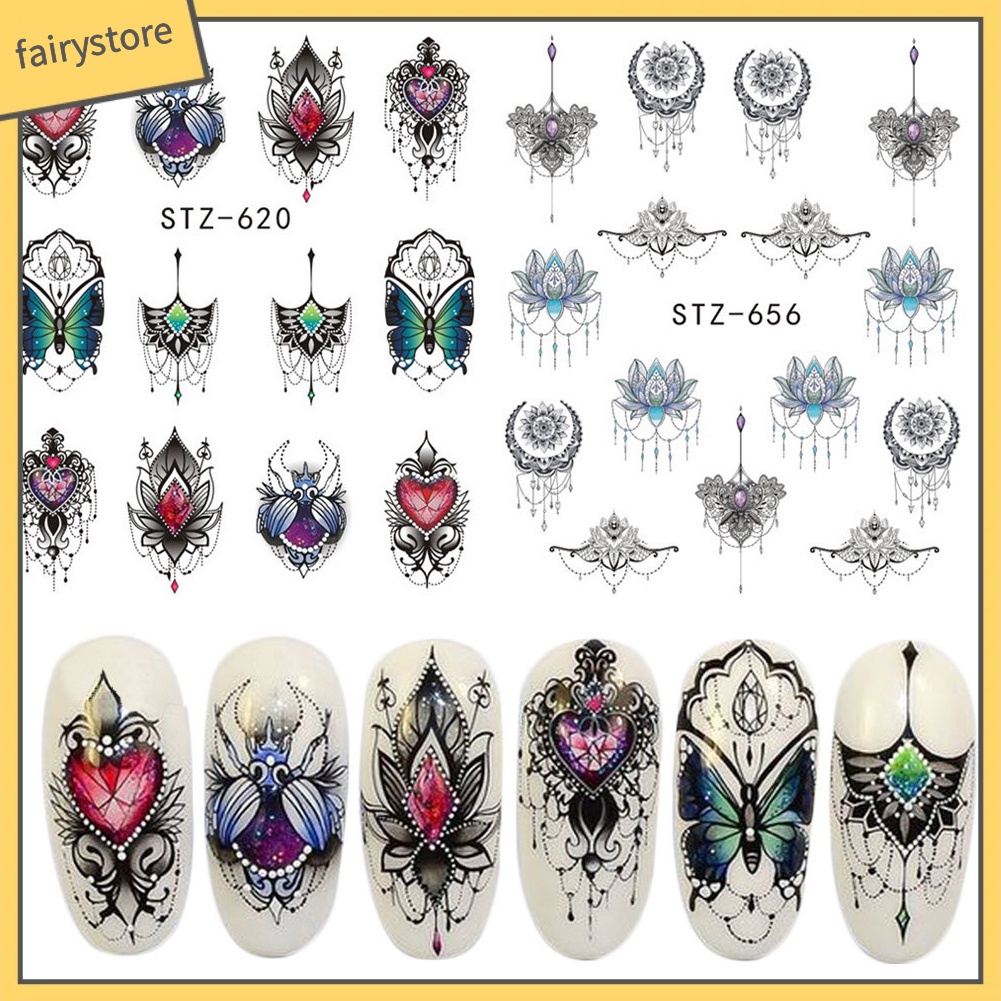 [Hàng mới về] Nhãn dán trang trí móng tay nghệ thuật in hoa văn bắt mắt