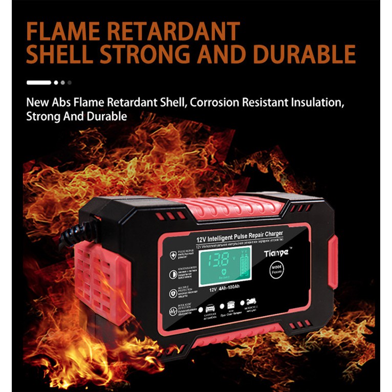 Bộ sạc ắc quy TIANYE 12V 6A kèm phục hồi bình tự ngắt khi đầy có ,khử sunfat