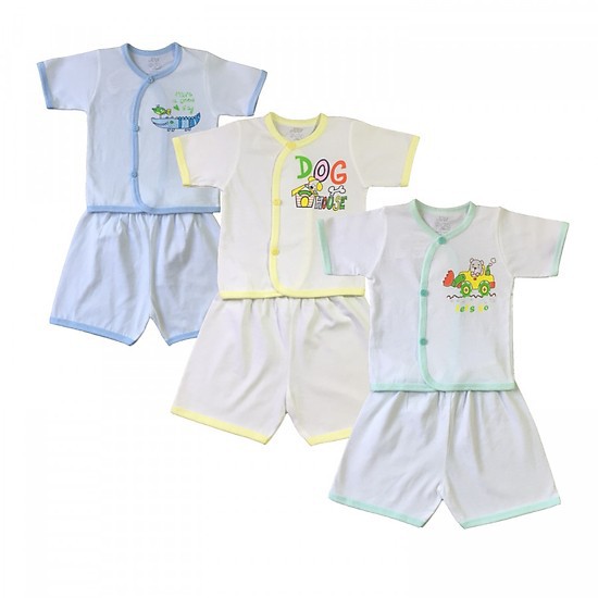 Quần áo trẻ em - Combo 5 quần đùi sơ sinh cotton Trắng JOU ( hàng xưởng may Việt Nam)