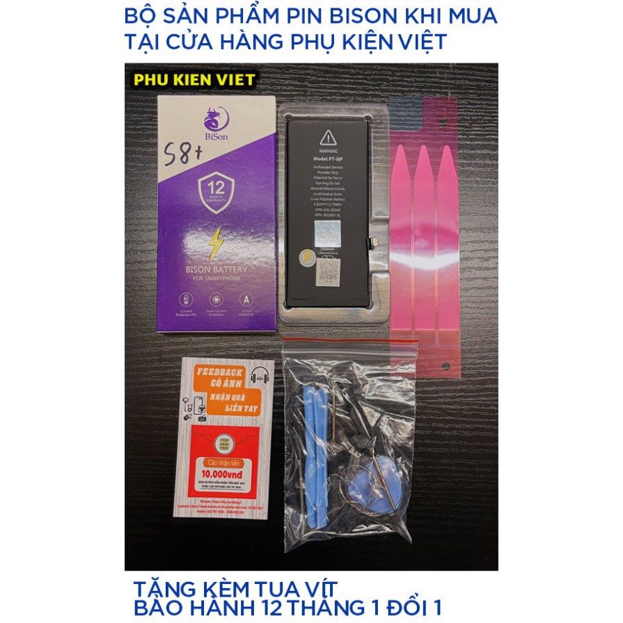 Pin iPhone Dung Lượng Cao BISON Cho 6,6s,6plus,6splus,7,7plus,8,8plus,X - pin gắn trong Bảo Hành 12 Tháng