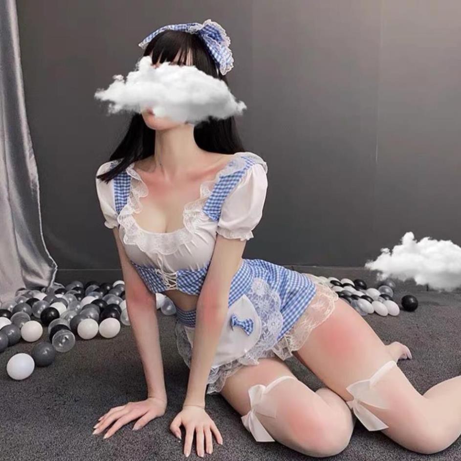 Đồ cosplay sexy cô nàng hầu gái kẻ caro quyến rũ gợi cảm 4019 Đẹp