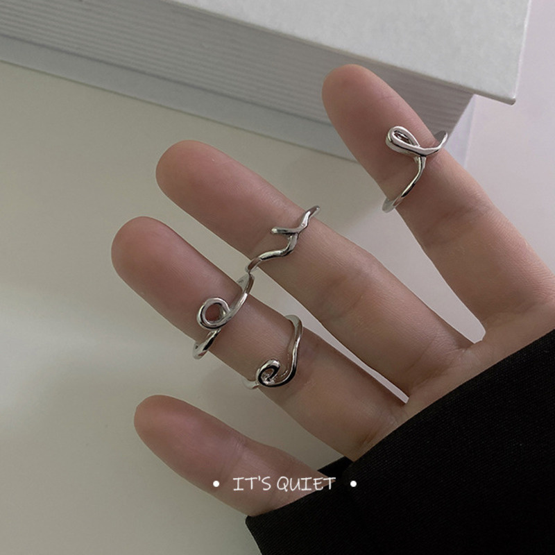 Bộ nhẫn hở đan chéo 191037 có thể điều chỉnh kích thước thiết kế đơn giản thời trang Hàn Quốc