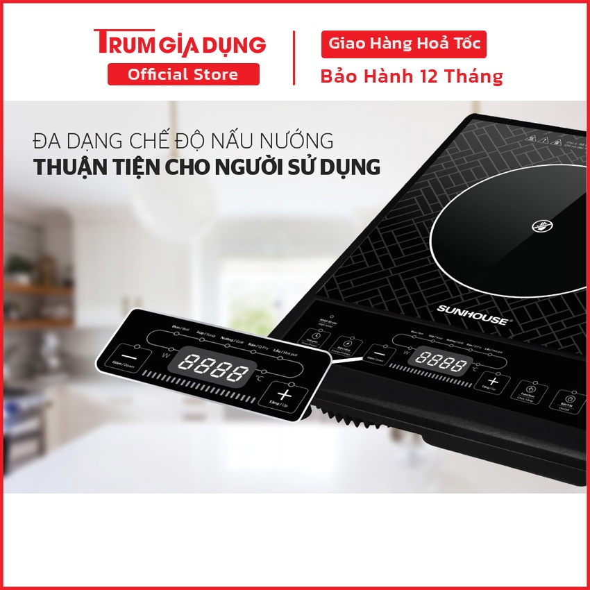 Bếp hồng ngoại đơn Sunhouse SHD6011, bếp hồng ngoại Sunhouse SHD6011, mặt bếp siêu bền