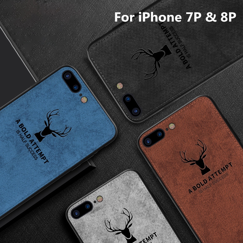 Soft TPU edge Canvas Embossed Deer Phone Case For Iphone X XR 7plus 8 | BigBuy360 - bigbuy360.vn