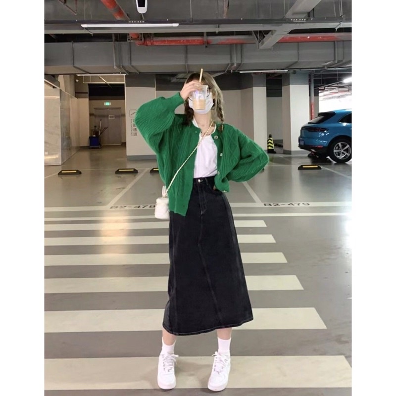 ÁO KHOÁC LEN XANH LÁ VINTAGE