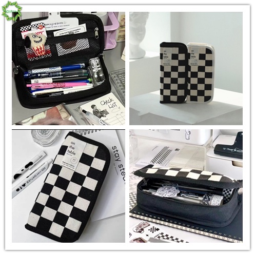 Túi Đựng Bút Bằng Vải Bạt Sức Chứa Lớn Màu Trắng Đen Đơn Giản Cho Học Sinh / Văn Phòng Túi Đựng Bút Bằng Vải Bạt Sức Chứa Lớn