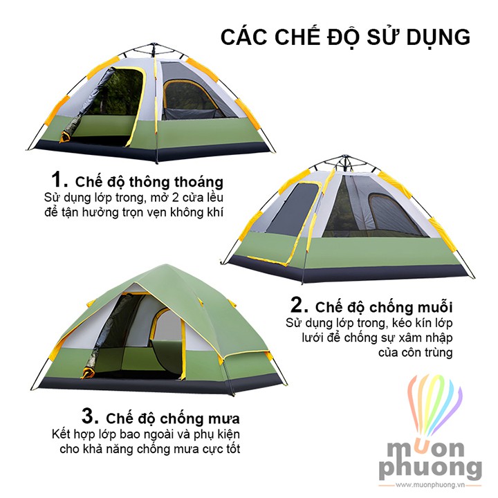 [FRSHIP 70K] Lều tự bung 2 lớp chống mưa cắm trại dã ngoại - MUÔN PHƯƠNG SHOP