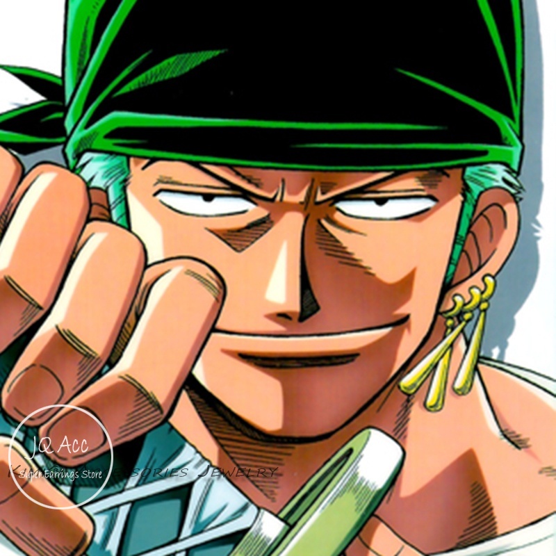 Bông Tai Cá Tính Khuyên Tai Tròn Bộ Khuyên Tai Vòng Roronoa Zoro Màu Bạc Thời Trang Cho Nam Và Nữ