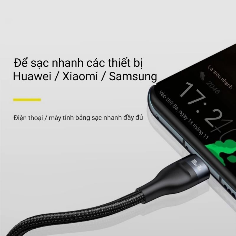 Cáp Sạc 100W TypeC to 2 TypeC Cho MacBook / Laptop Ipad Samsung Huawei