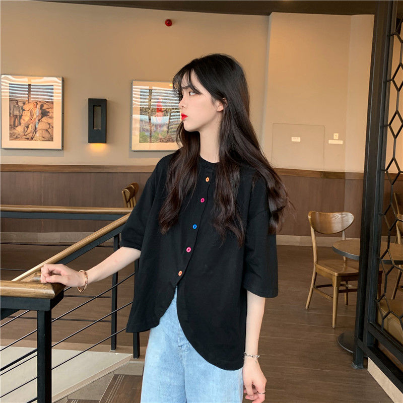Áo Thun Nữ Ngắn Tay Cổ Tròn Thời Trang Hàn