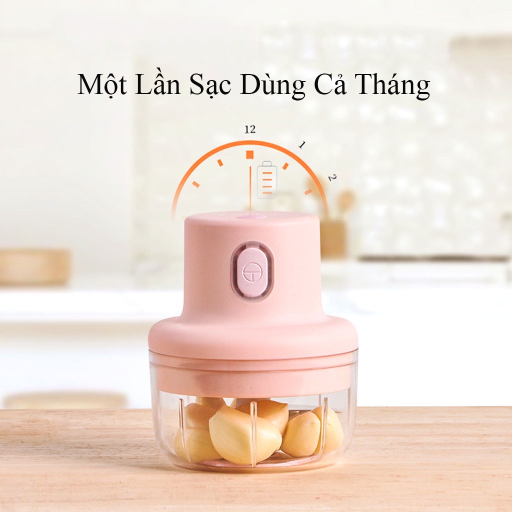 [Mã ELHAFEB giảm 5% đơn 300K] Máy Xay Thịt Cầm Tay Mini Tích Điện 250ml - Máy Xay Tỏi Ớt Đa Năng Có Cổng Sạc USB