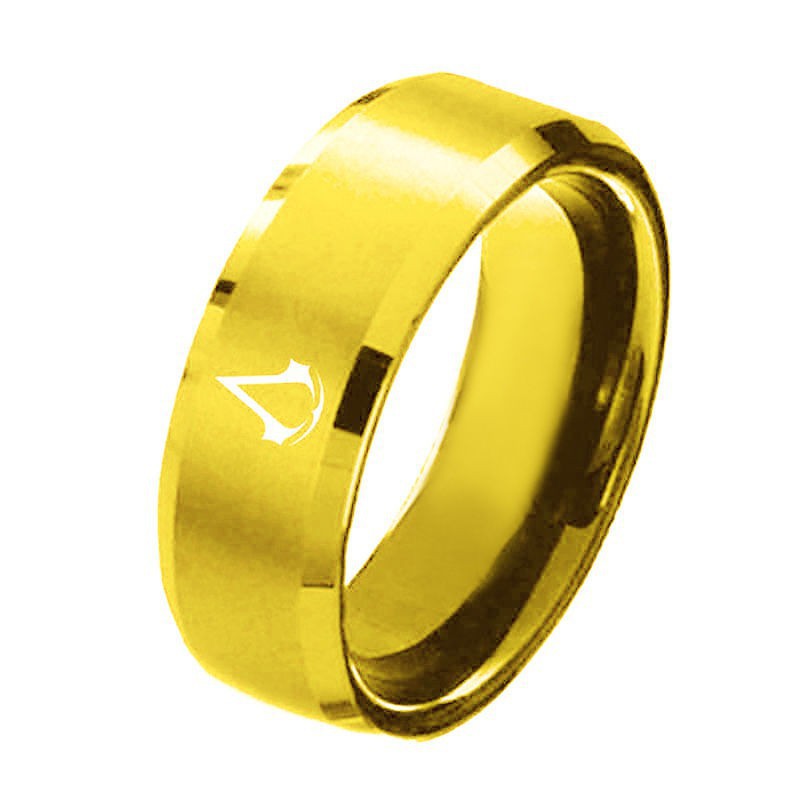 Nhẫn titan 8mm, mặt biểu tượng tín ngưỡng sát thủ dành cho nam