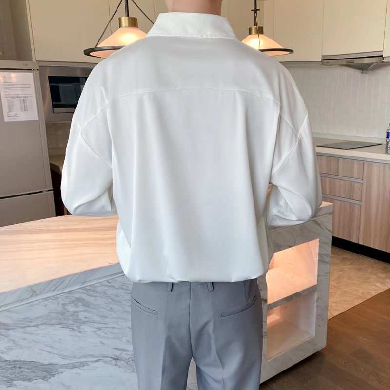 Áo Sơ Mi Tay Dài Dáng Rộng Phong Cách Hàn Quốc Cho Nam Giới Có 4 Màu Size M-2XL