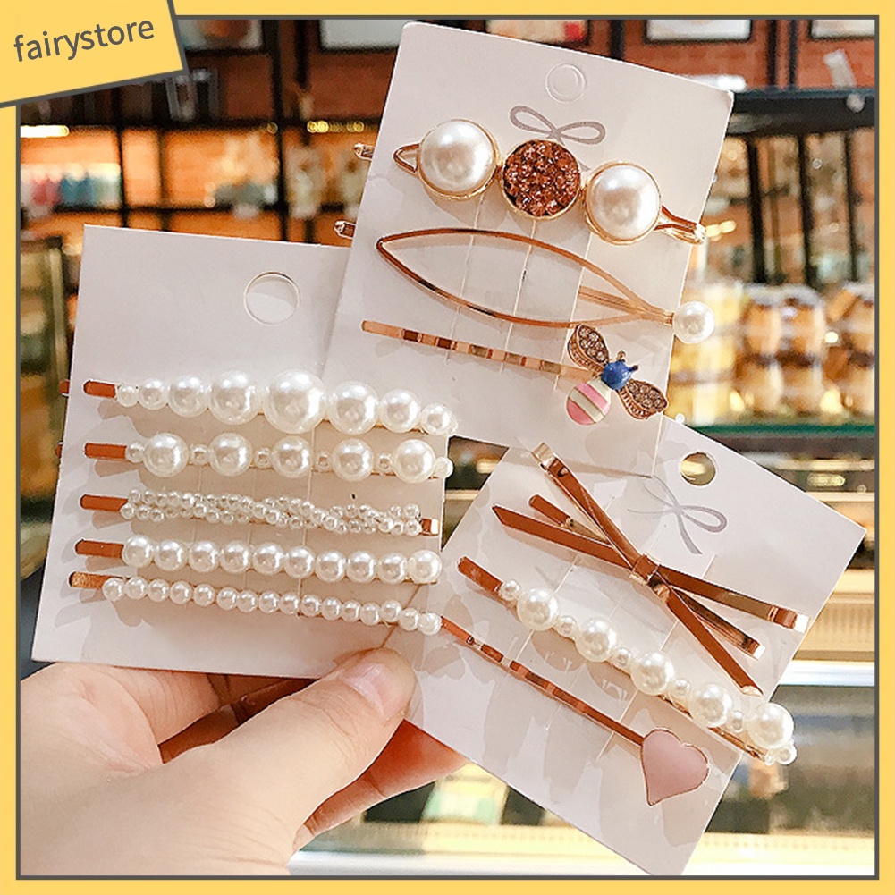 Set 2 / 3 Kẹp Tóc Đính Ngọc Trai Giả Thời Trang Cho Nữ