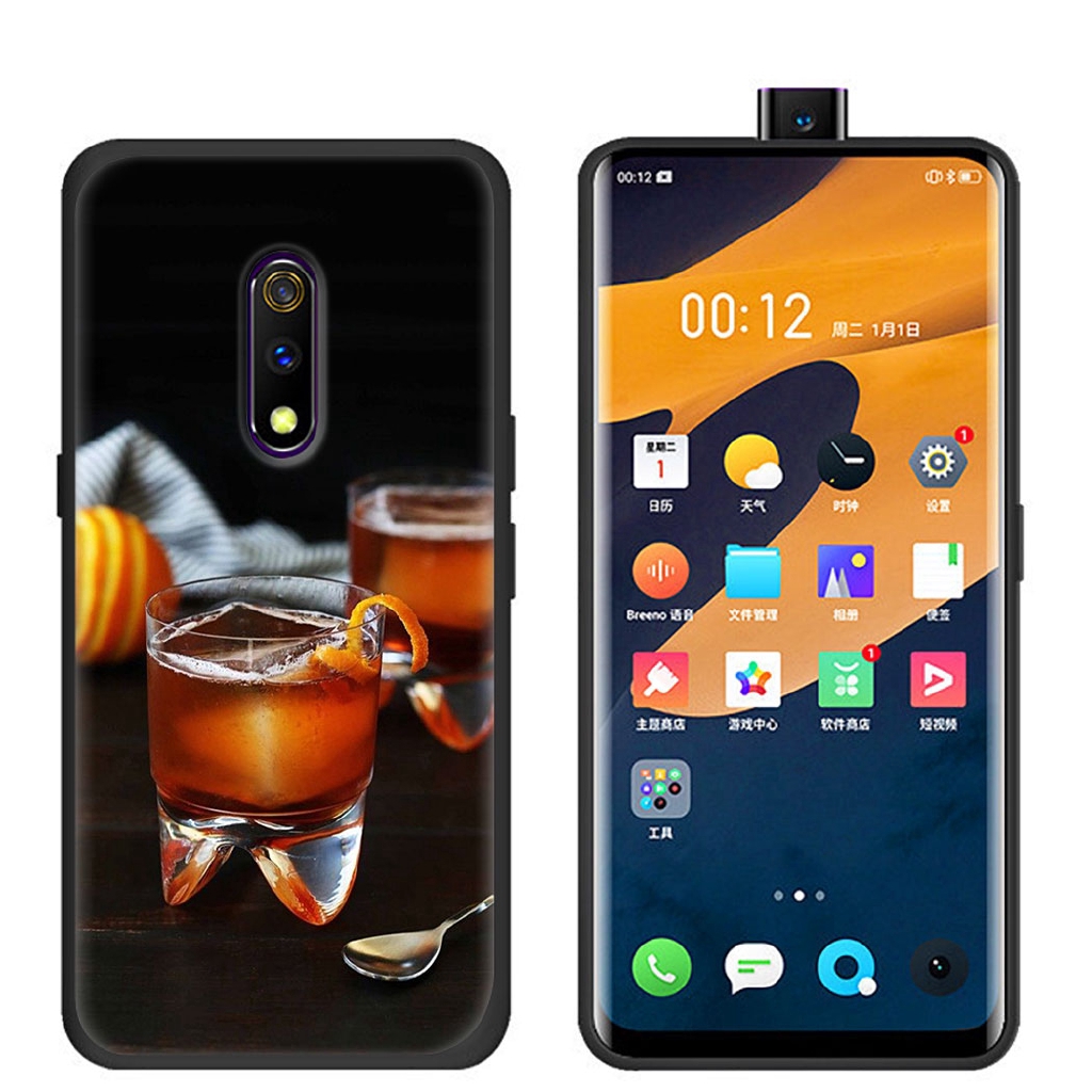 Ốp điện thoại silicone đen họa tiết bia rượu vodka cho OPPO REALME 6 C3 5S X2 PRO A92S C2 A12 F15 A91 A31 A8 A92 A52