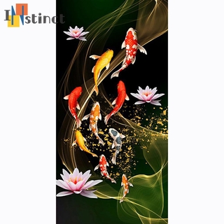 Tranh Đính Đá Treo Tường Hình Cá Koi Và Hoa Sen Kích Thước 45x85cm