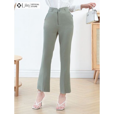 Quần suông nữ Linbi màu xanh ngọc, dáng công sở thanh lịch, hiện đại Liin cloithing Q3428 | BigBuy360 - bigbuy360.vn