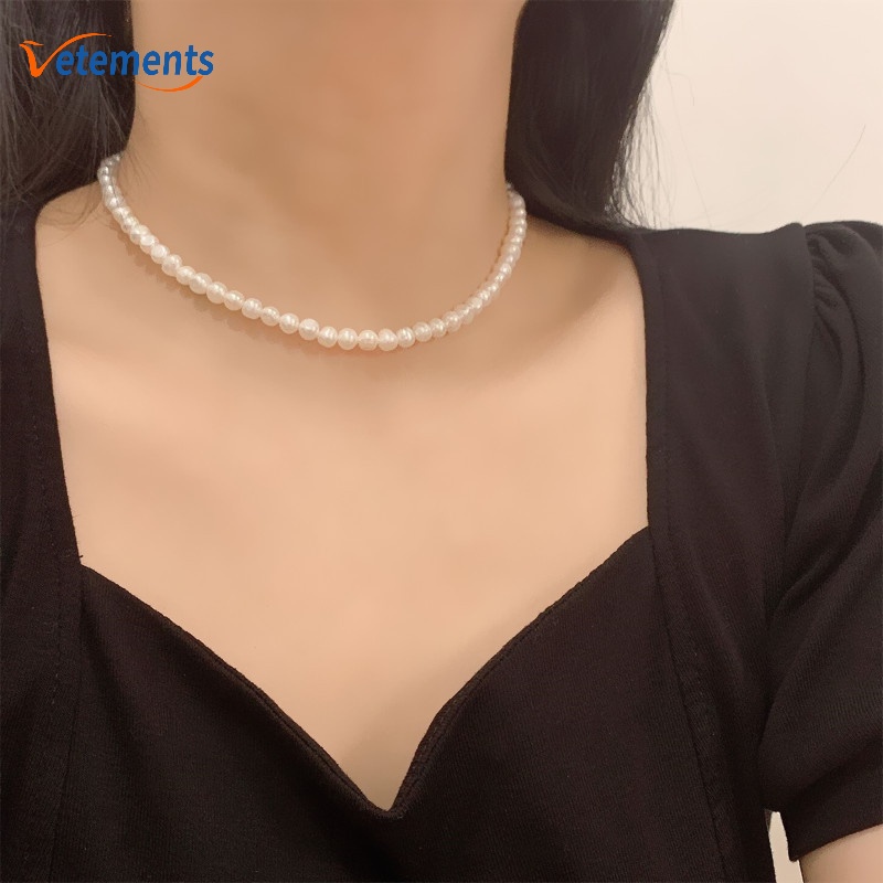 Vòng Cổ Chuỗi Hạt Ngọc Trai Giả 4mm Cho Nữ