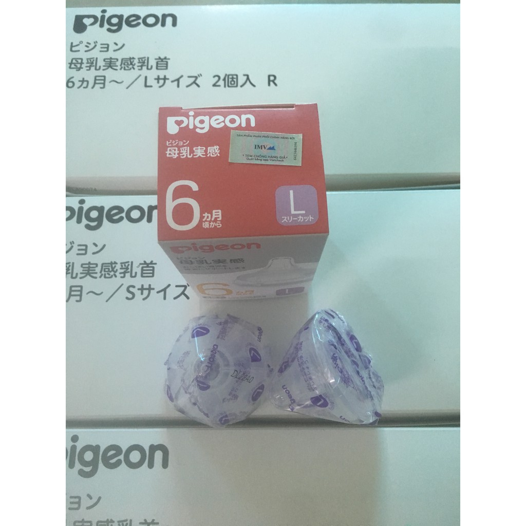 Núm ti, Núm ti Pigeon silicone Siêu Mềm Plus Nhật Bản (L) Dành cho bé từ 6 đến 9 tháng tuổi, hàng chính hãng