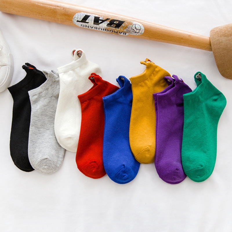 Đôi vớ cotton cổ thấp in họa tiết hoạt hình vui nhộn thời trang cho nam và nữ