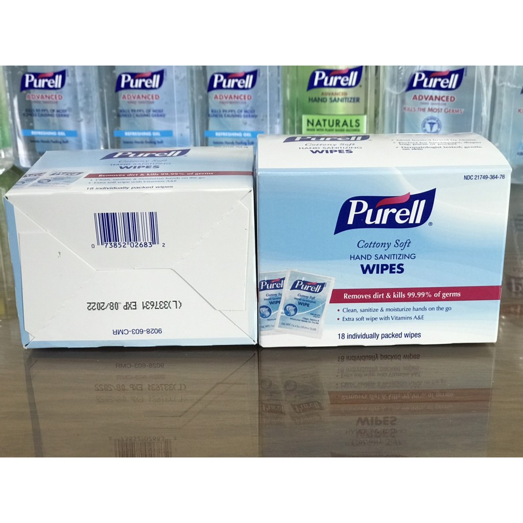 Khăn ướt sát khuẩn tay PURELL (1 HỘP 18 TỜ) VÀ 100 TỜ