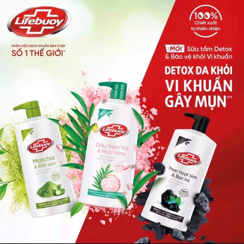 SỮA TẮM DETOX VÀ BẢO VỆ KHỎI VI KHUẨN LIFEBUOY 850g