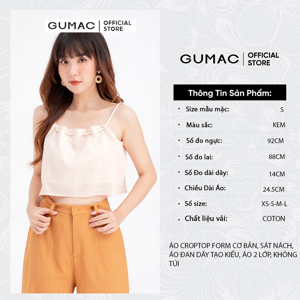 [Mã WABRGUM giảm 10% tối đa 30K đơn 99K] Áo sát nách đan dây GUMAC dáng croptop AB677 | BigBuy360 - bigbuy360.vn