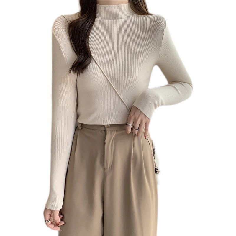 Áo Len Tay Dài Cổ Lọ Màu Trơn Đơn Giản Phong Cách Hàn Quốc