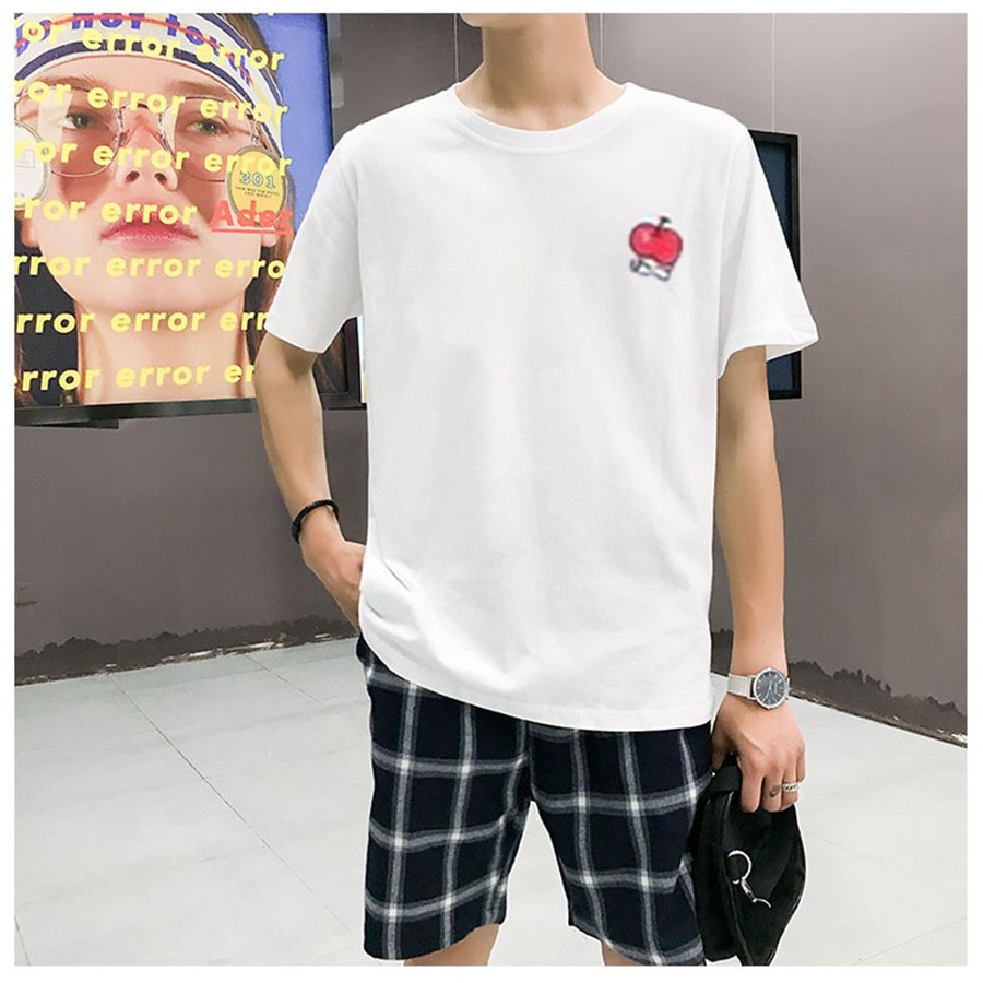 Áo Thun Nam Ngắn Tay Cổ Tròn Hoạ Tiết CHERRY Kiểu Dáng Thời Trang MEN TOP 800125