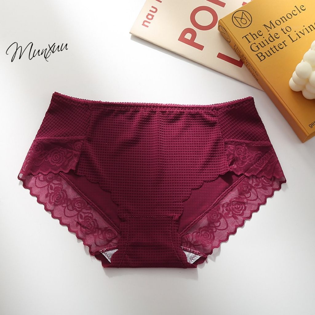 Quần lót nữ MUNXUU vải su lạnh phối ren gấm cao cấp xuyên thấu siêu sexy quyến rũ - QC126