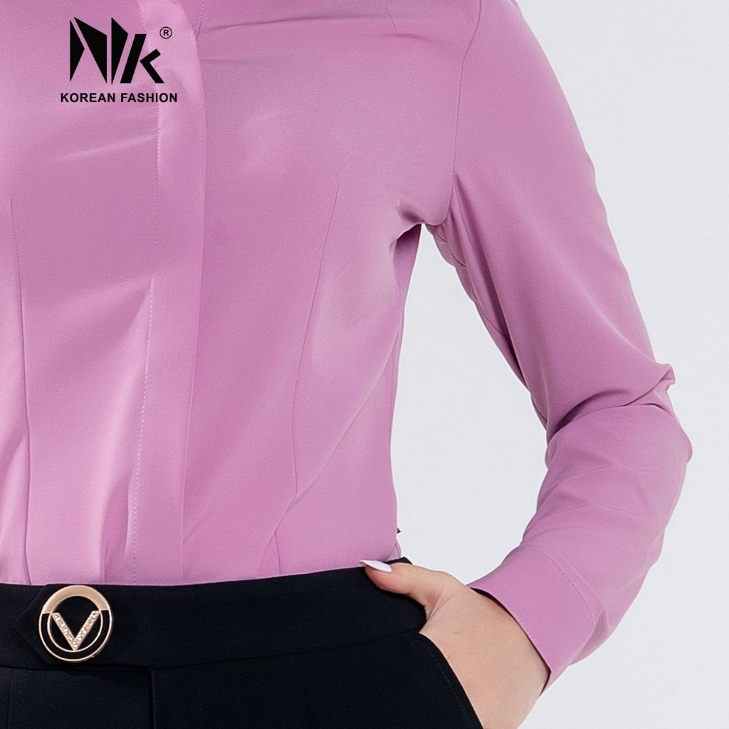 Áo Sơ Mi Nữ Dài Tay Công Sở NK Fashion Thiết Kế Cổ Đức Lịch Lãm, Chất Vải Mát, Co Giãn Nhẹ Và Mềm Mịn NKSM2201006