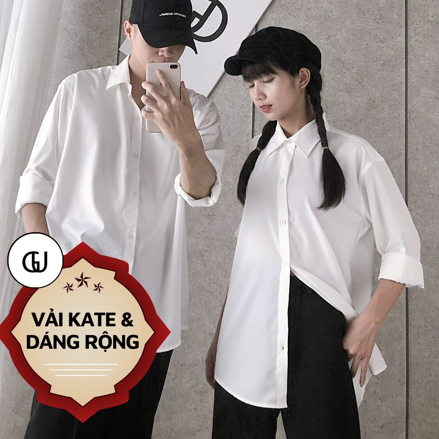 Áo Sơ Mi Dài Tay Dáng Rộng Hàn Quốc, Vải Kate Mềm Mịn Thích Hợp Cho Đi Học, Đi Làm, Đi Chơi GUF