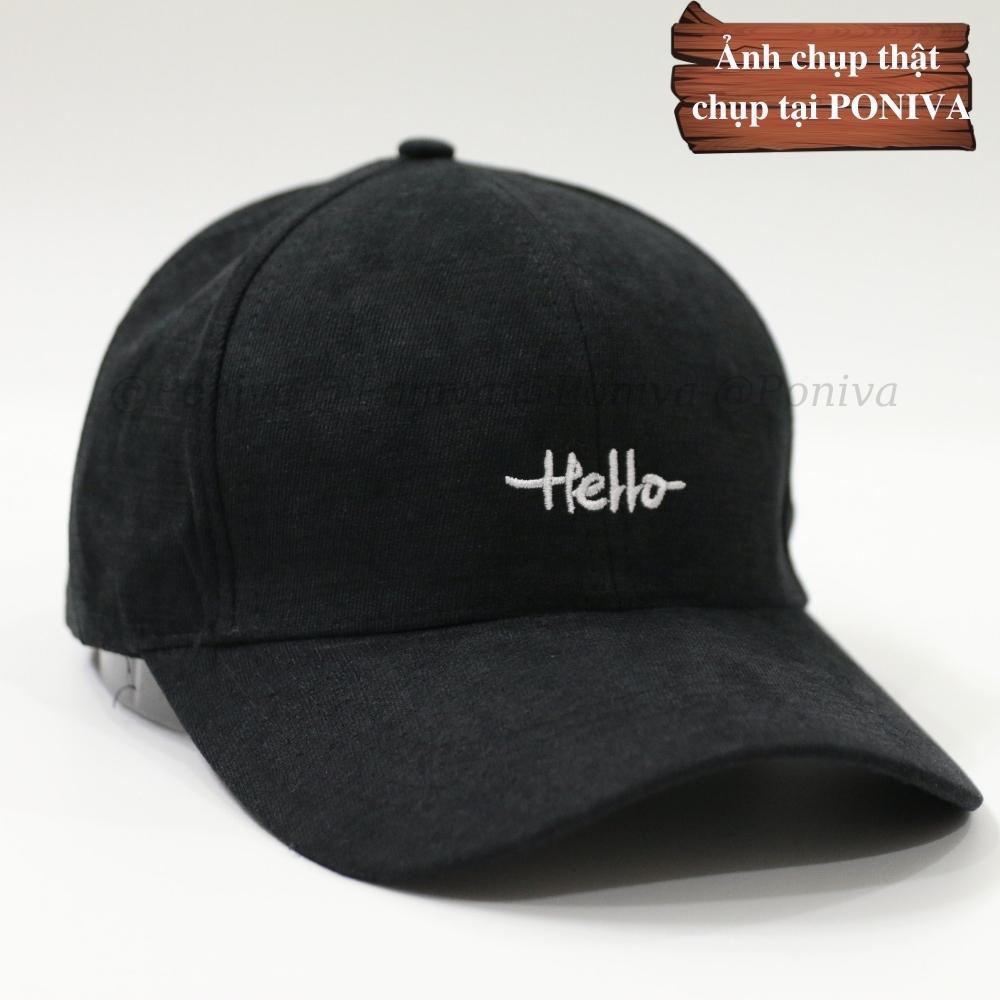 Mũ lưỡi trai ❤️ Nón kết thêu chữ HELLO chất nhung mịn form unisex HL22 phong cách Ulzzang Thời trang PONIVA siêu hot