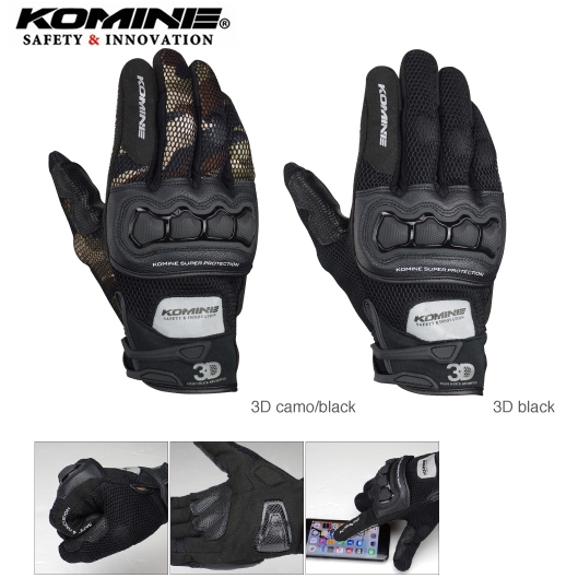 Găng Tay Lái Xe Mô Tô Phối Lưới 3D KOMINE GK215 Cho Nam