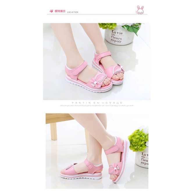 Dép Sandal Quai Ngang Kiểu Dáng Classic Dành Cho Bé Đính Kèm Nơ Thời Trang - Hàng Quảng Châu Cao Cấp