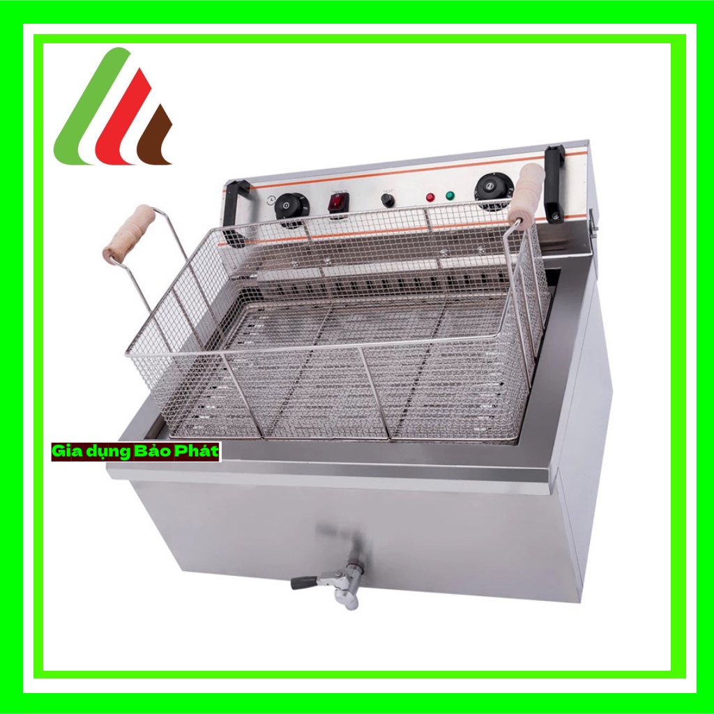 Bếp chiên nhúng điện công nghiệp 20L có van xả Shunji chất lượng tiện dụng - lò chiên ngập dầu