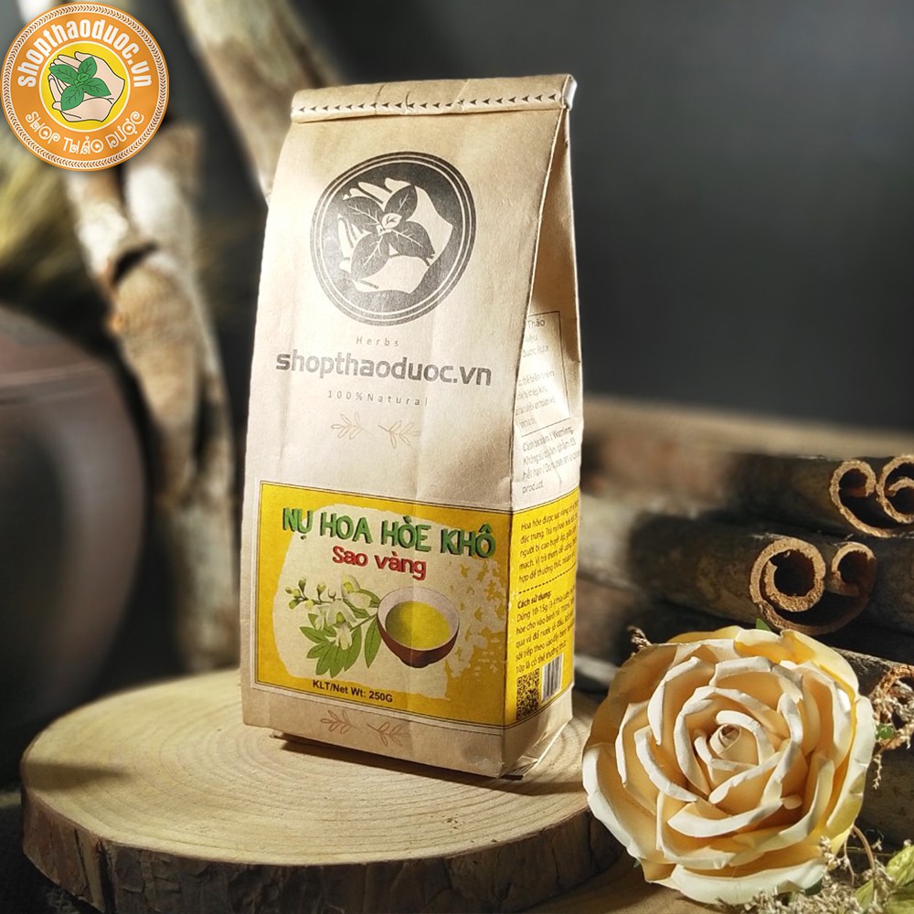 Trà hoa hòe khô đã sao vàng gói 250g - Tốt cho huyết áp cao, giúp an thần dễ ngủ - Quà tặng cho người cao tuổi