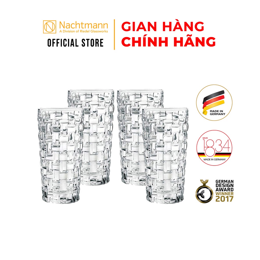 Bộ 4 ly pha lê cao Nachtmann Bossa Nova, chính hãng Đức, an toàn cho sức khỏe, sang trọng, chống xước