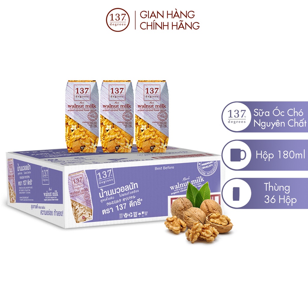 Thùng mix 6 lốc sữa hạt óc chó nguyên chất và 6 lốc sữa hạt hanh nhân nguyên chất 137 DEGREES