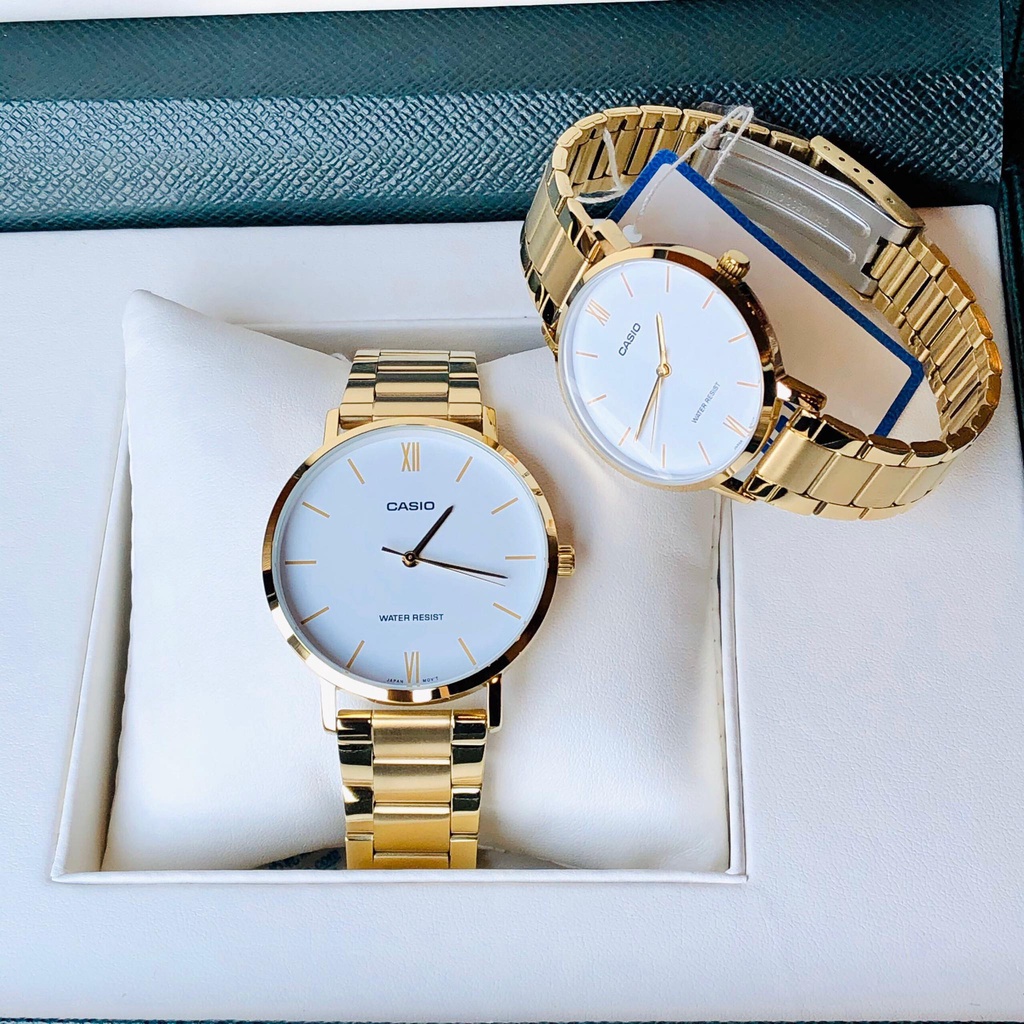 Đồng hồ Nam Casio MTP-VT01G-7B, đồng hồ chính hãng, dây vàng mặt trắng